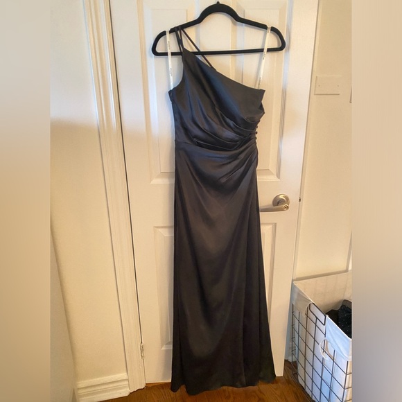 David’s Bridal Charmeuse Draped One-Shoulder Dress (Galina Signature) - Picture 2 of 6